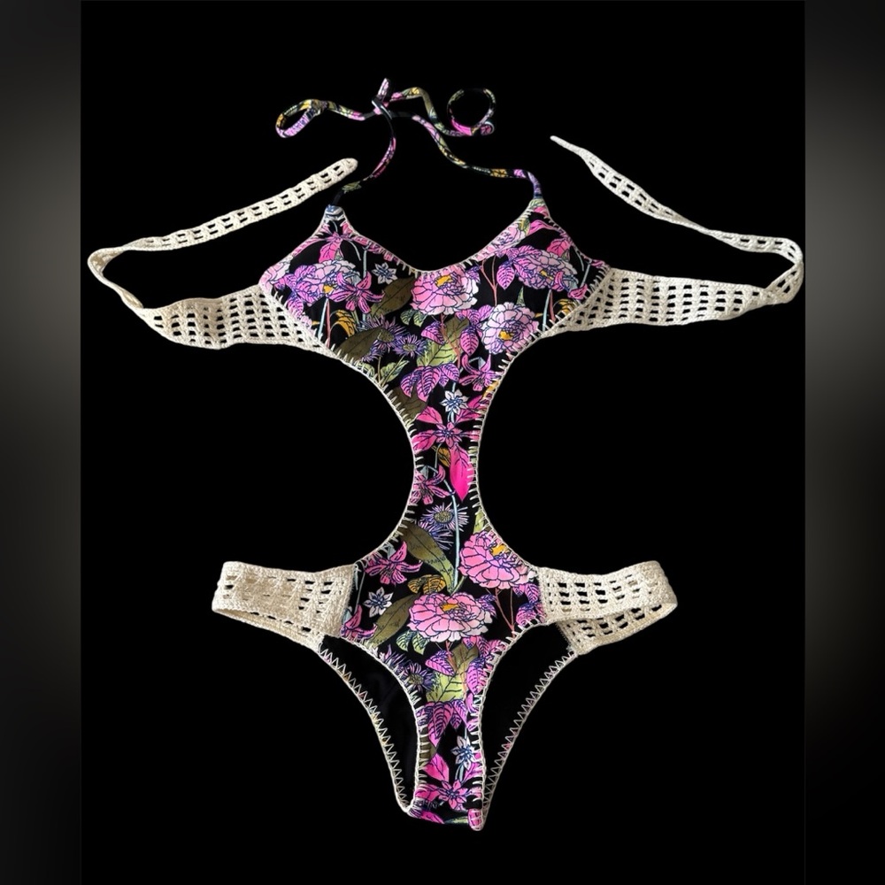Victoria's Secret Black Floral Bikini Bottom